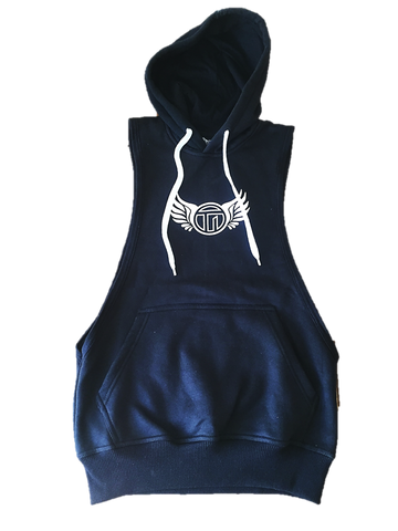 TI Muscle Fit Sleeveless Black Hoodie